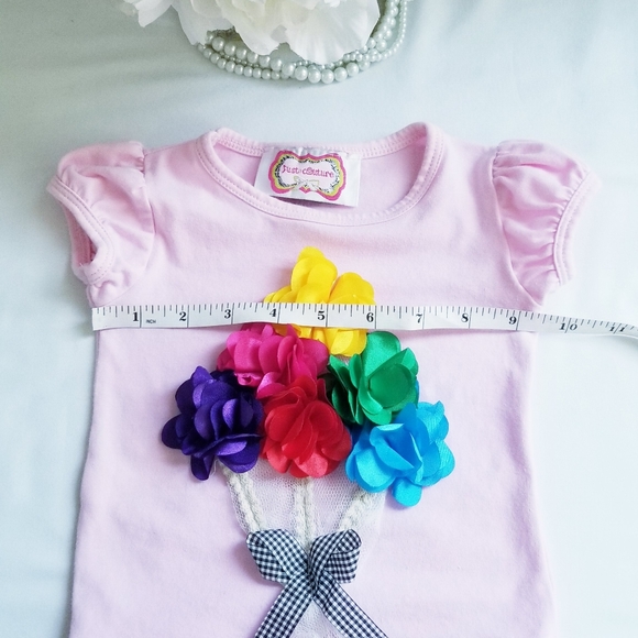Just Couture Pink Flower Top 100% Cotton Baby Girl Size 3-6M - Picture 7 of 8